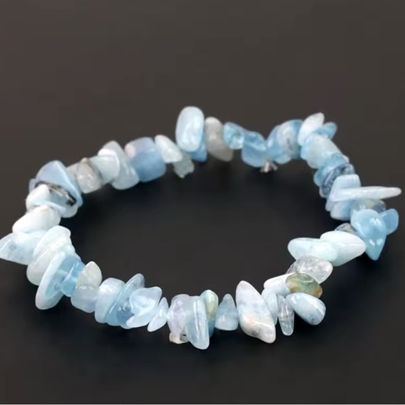 Bracelet And Earrings Set - Aquamarine Natural Healing Stone - Picture 4 of 10